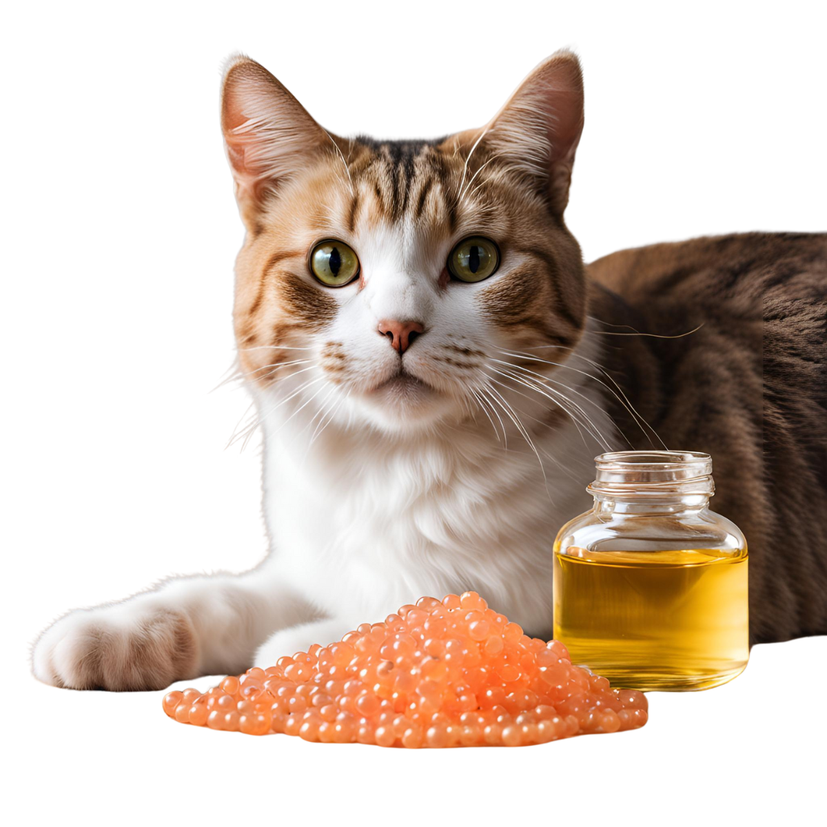 gato con aceite de salmón