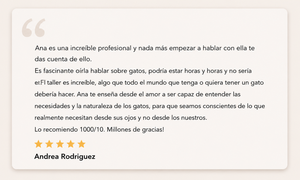 reseña taller gestión emocional felina