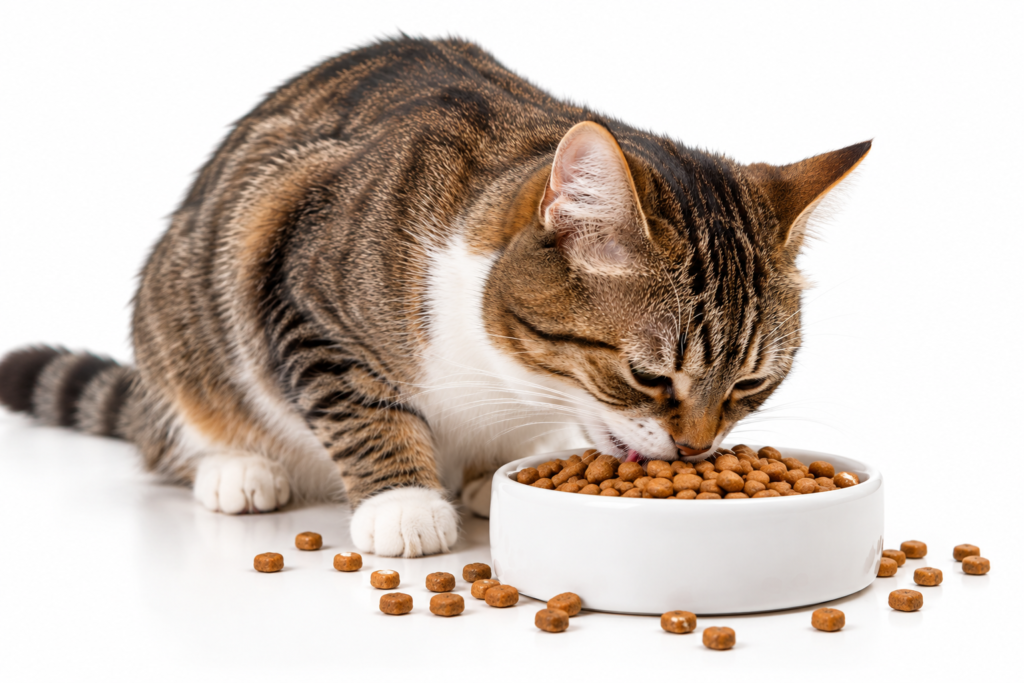 gato comiendo pienso extrusionado